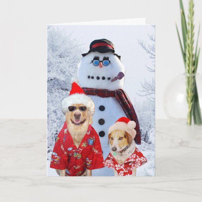 Funny Dogs Cool Yule Holiday Card (Front)