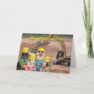 Funny Dogs Customisable Construction Theme Card