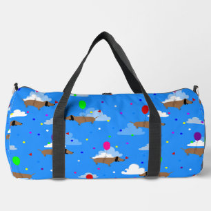 funny dogs dachshund balloons clouds duffle bag