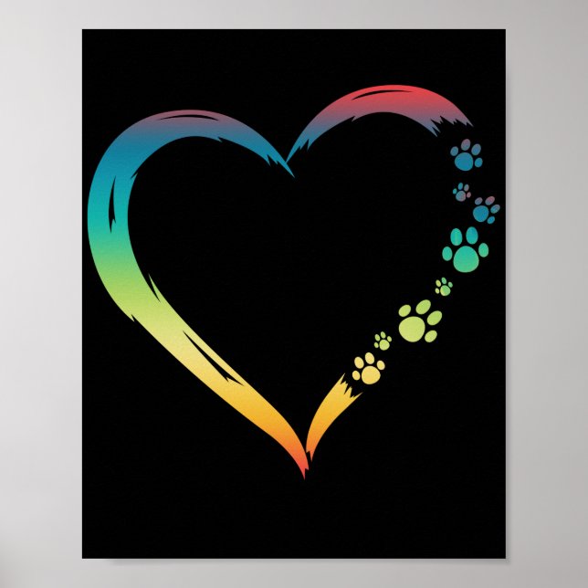 Funny Dogs Dogs Heart Paws  Mum Dad Poster (Front)
