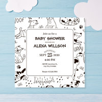 Funny Dogs doodle pattern baby shower