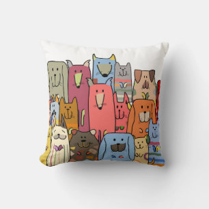 Funny dogs family, seamless pattern, vintage illus cushion