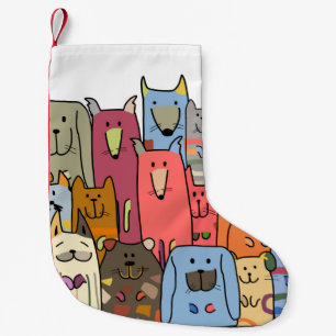 Funny dogs family, seamless pattern, vintage illus small christmas stocking