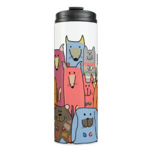 Funny dogs family, seamless pattern, vintage illus thermal tumbler