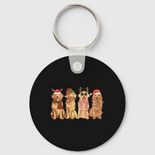 Funny Dogs Golden Retriever Christmas Xmas Lights Key Ring