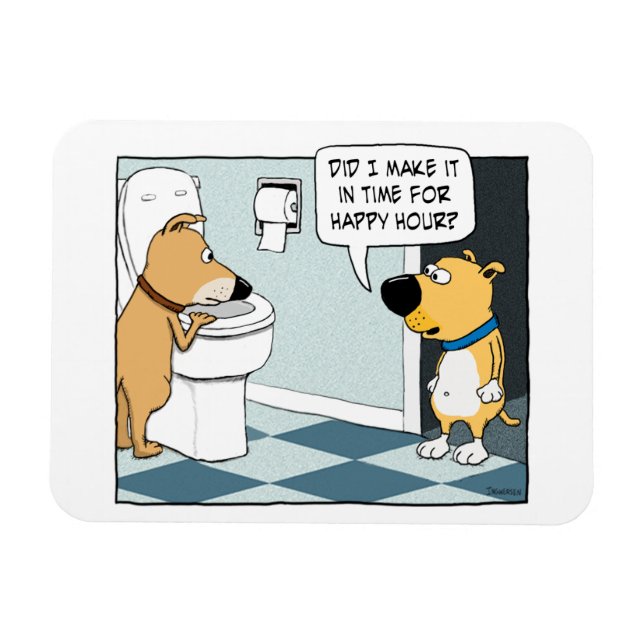 Funny Dogs Happy Hour at Toilet Bowl Magnet (Horizontal)