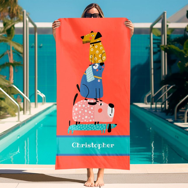 Funny Dogs Kids Bath Towel (funny dogs kids bath towel with name)