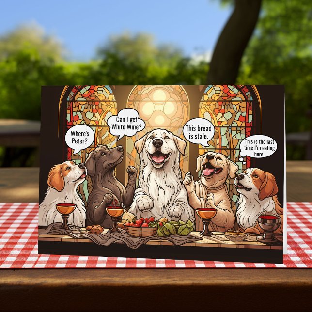 Funny Dogs Last Supper Easter Holiday Card (Funny Easter card - The dogs last supper.)