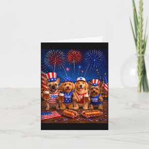 Funny dogs meme drinking beer hotdog 250th card