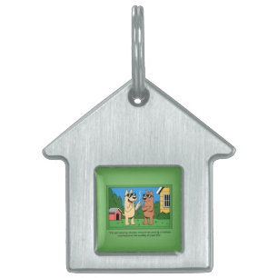 Funny Dogs Owning Human Cartoon Quote Pet ID Tag