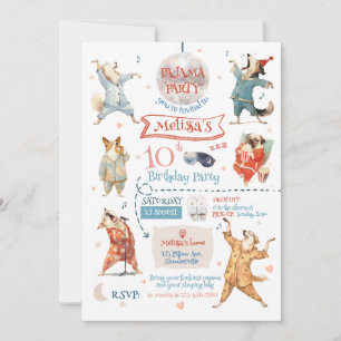 Funny Dogs Pajama Party Birthday Invitation