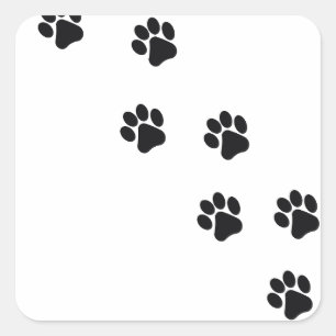 Funny dog's paw  print square sticker