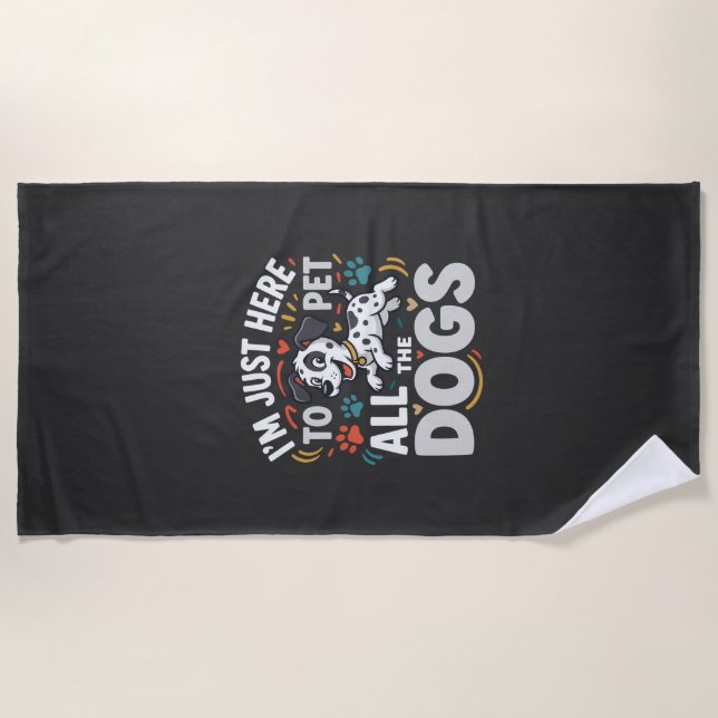 Funny Dogs Pet Lover Vector Beach Towel (Front)