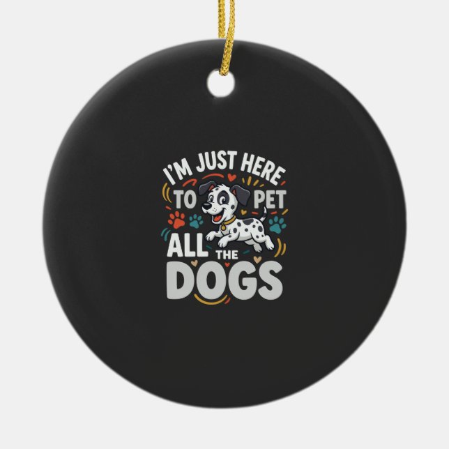 Funny Dogs Pet Lover Vector Ceramic Tree Decoration (Front)