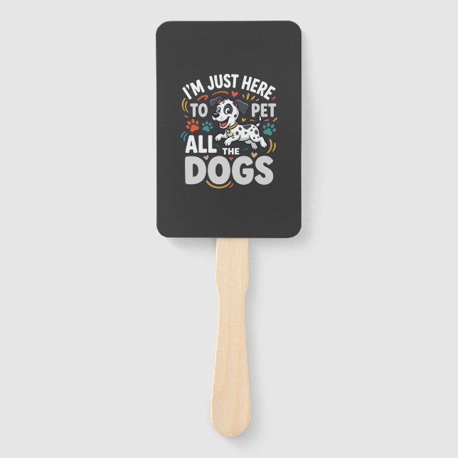 Funny Dogs Pet Lover Vector Hand Fan (Front)