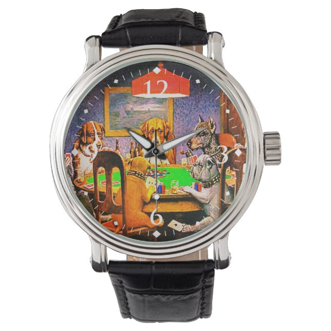 Funny Dogs Playing Poker Watch (Front)