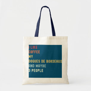 Funny Dogues de Bordeaux Retro Dog And Coffee Tote Bag