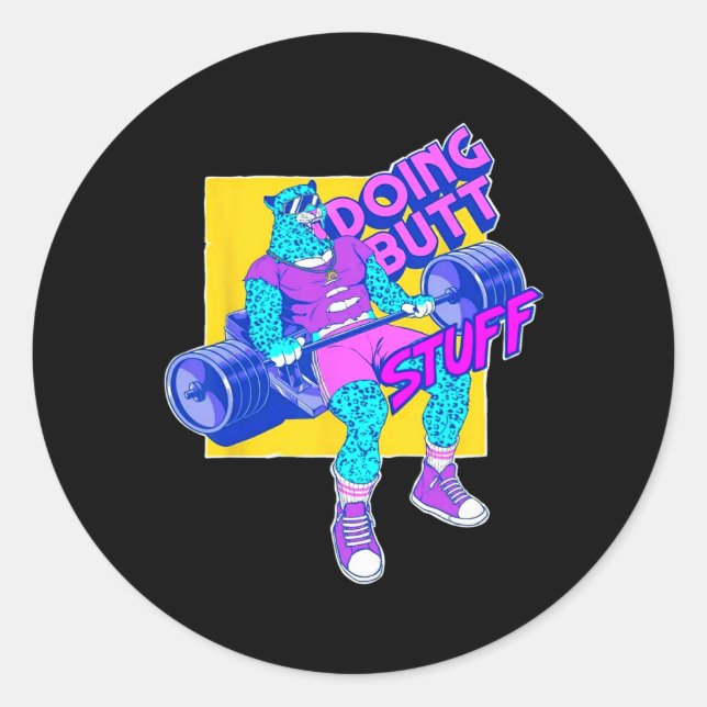 Funny Doing Stuff Workout Bodybuilding Fitness Gym Classic Round Sticker (Front)