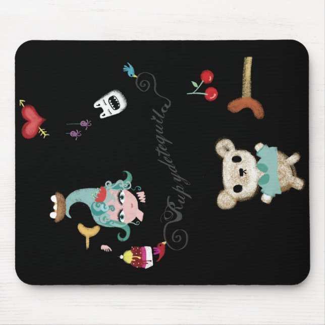 Funny Doll bear mounster scream cherry nest bones Mouse Mat (Front)