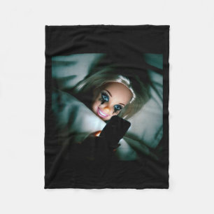 Funny Doll Crying Face Meme Scrolling Sarcastic Hu Fleece Blanket