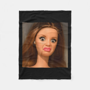 Funny Doll Face Meme Disgusting  Fleece Blanket