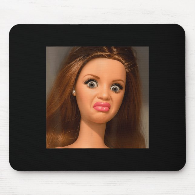 Funny Doll Face Meme Disgusting  Mouse Mat (Front)