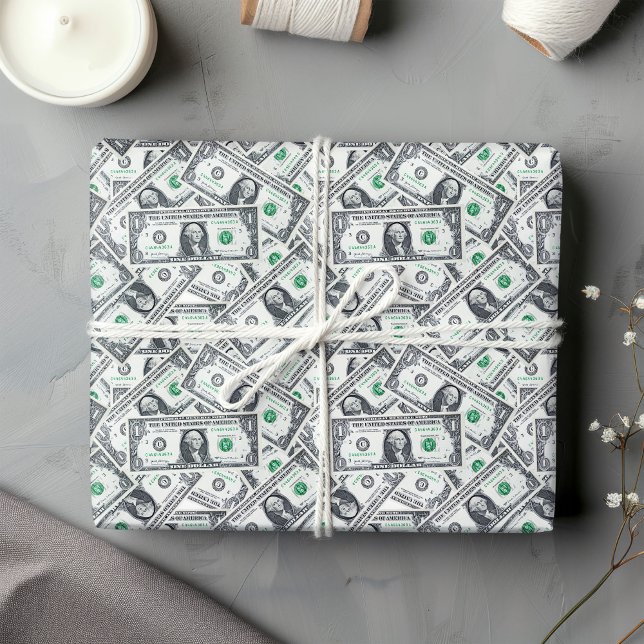 Funny dollar pattern humour wrapping paper  (Modern funny gift for money lovers with dollar style)