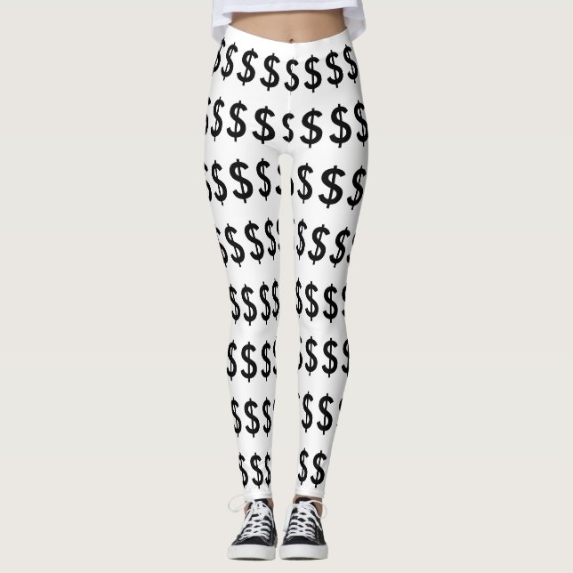 Funny Dollar Sign Symbol Money Leggings (Front)