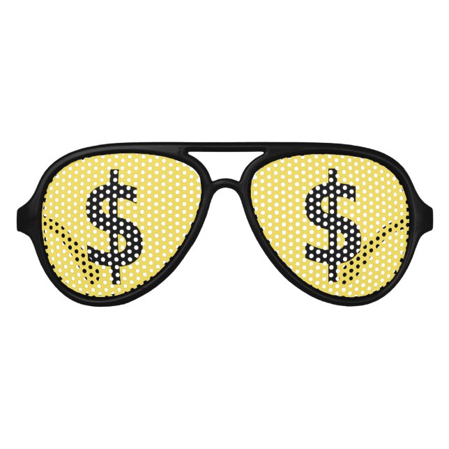 Funny Dollars Shopping Stare Aviator Sunglasses (Front)