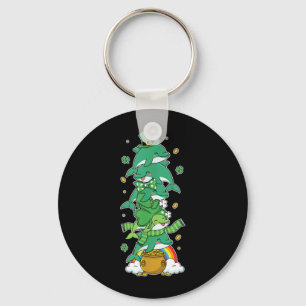 Funny Dolphin Clover St Patricks Day Womens Mens Key Ring