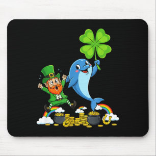 Funny dolphin clover st patricks day womens mens mouse mat