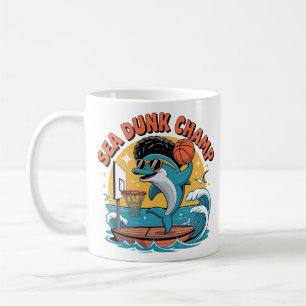 Funny Dolphin Dunk Afro Basketball Coffee Mug