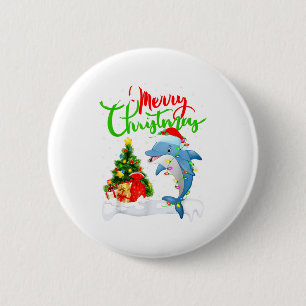 Funny Dolphin Fish Lover Xmas Lighting Dolphin Chr 6 Cm Round Badge