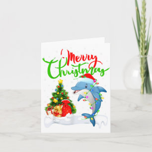 Funny Dolphin Fish Lover Xmas Lighting Dolphin Chr Card