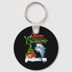 Funny Dolphin Fish Lover Xmas Lighting Dolphin Chr Key Ring