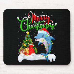 Funny Dolphin Fish Lover Xmas Lighting Dolphin Chr Mouse Mat