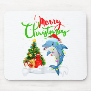 Funny Dolphin Fish Lover Xmas Lighting Dolphin Chr Mouse Mat