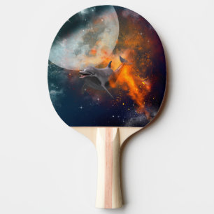 Funny dolphin in the universe ping pong paddle