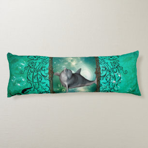 Funny dolphin jumping out of a frame with bubbles body cushion