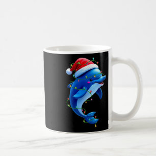 Funny Dolphin Santa Hat Christmas Tree Lights Xmas Coffee Mug