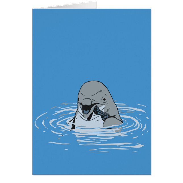 Funny Dolphin With a Gun Cartoon (Front)