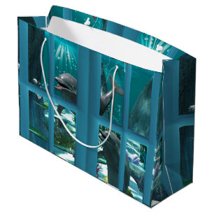 Funny dolphins large gift bag