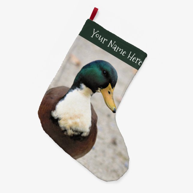 Funny Domestic Mallard Duclair Bibbed Odd Duck Large Christmas Stocking (Front (Hanging))