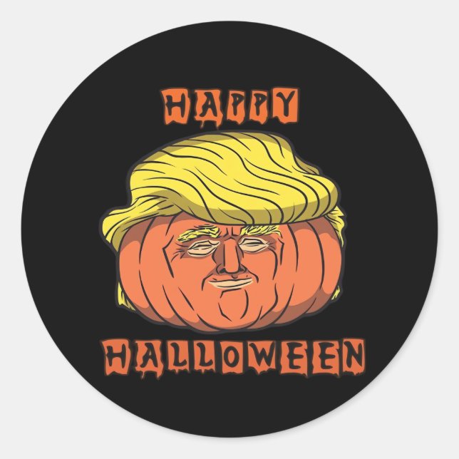 Funny Donald Pumpkin Halloween Classic Round Sticker (Front)