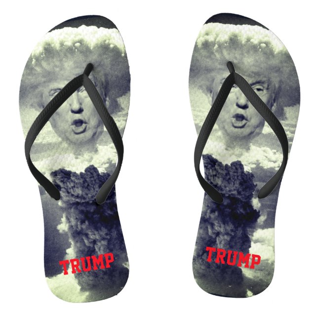 Funny Donald Trump as Nuclear Explosion Flip Flops (Footbed)