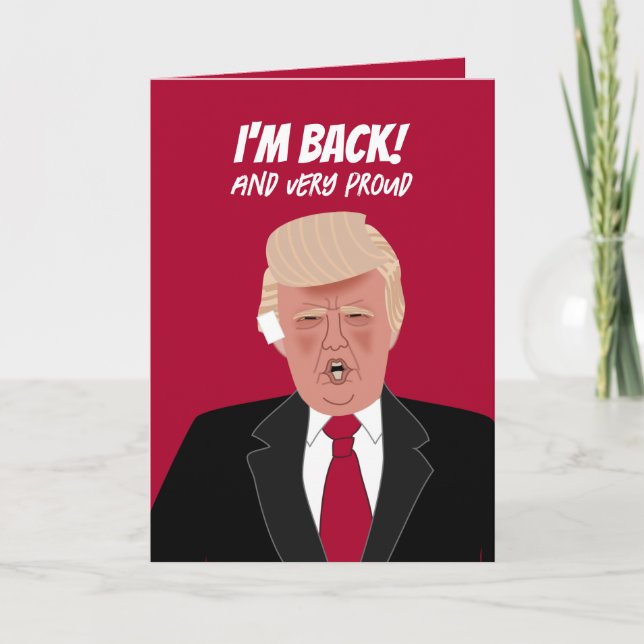 Funny Donald Trump Bandaged Ear Merry Christmas Card (Front)
