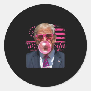 Funny Donald Trump Bubble Gum Pink 4th Of July Ame Classic Round Sticker