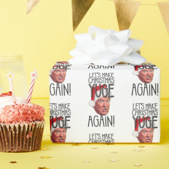 Funny Donald Trump Make Christmas Yuge Again 2024 Wrapping Paper (Birthday Party)