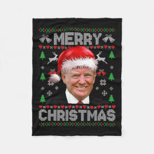 Funny Donald Trump Merry Christmas Family Ugly Swe Fleece Blanket