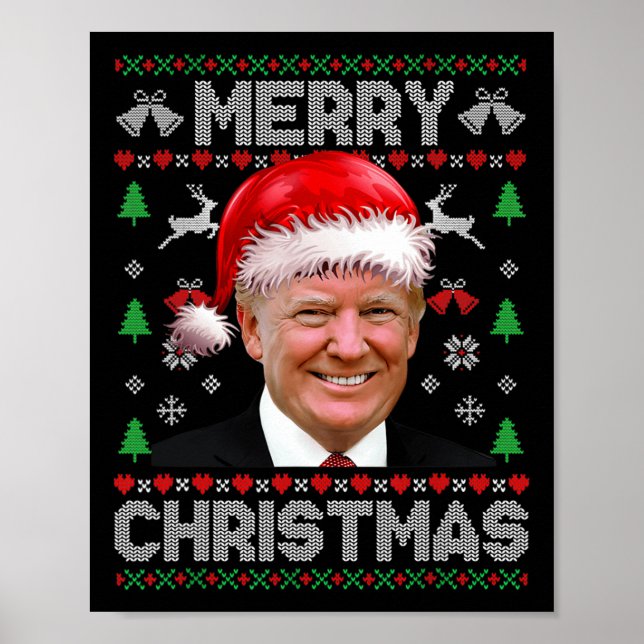 Funny Donald Trump Merry Christmas Family Ugly Swe Poster (Front)